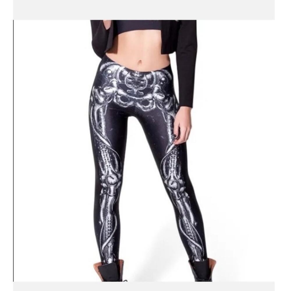 Black Milk Women's Mechanical Bones Leggings SZ Small Skeleton Steampunk Gothic
